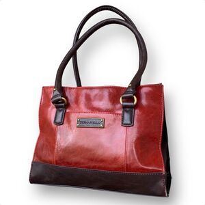 Tignanello Two Tone Satchel Purse Handbag Shoulder Bag Faux Leather
